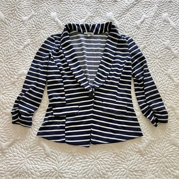 *SALE* Tailored Navy Striped Jacket Charlotte Russe - Picture 1 of 4